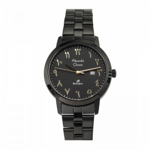 Alexandre Christie AC 1024 Full Black Gold Tick Steel Lady LDBIPBAIV